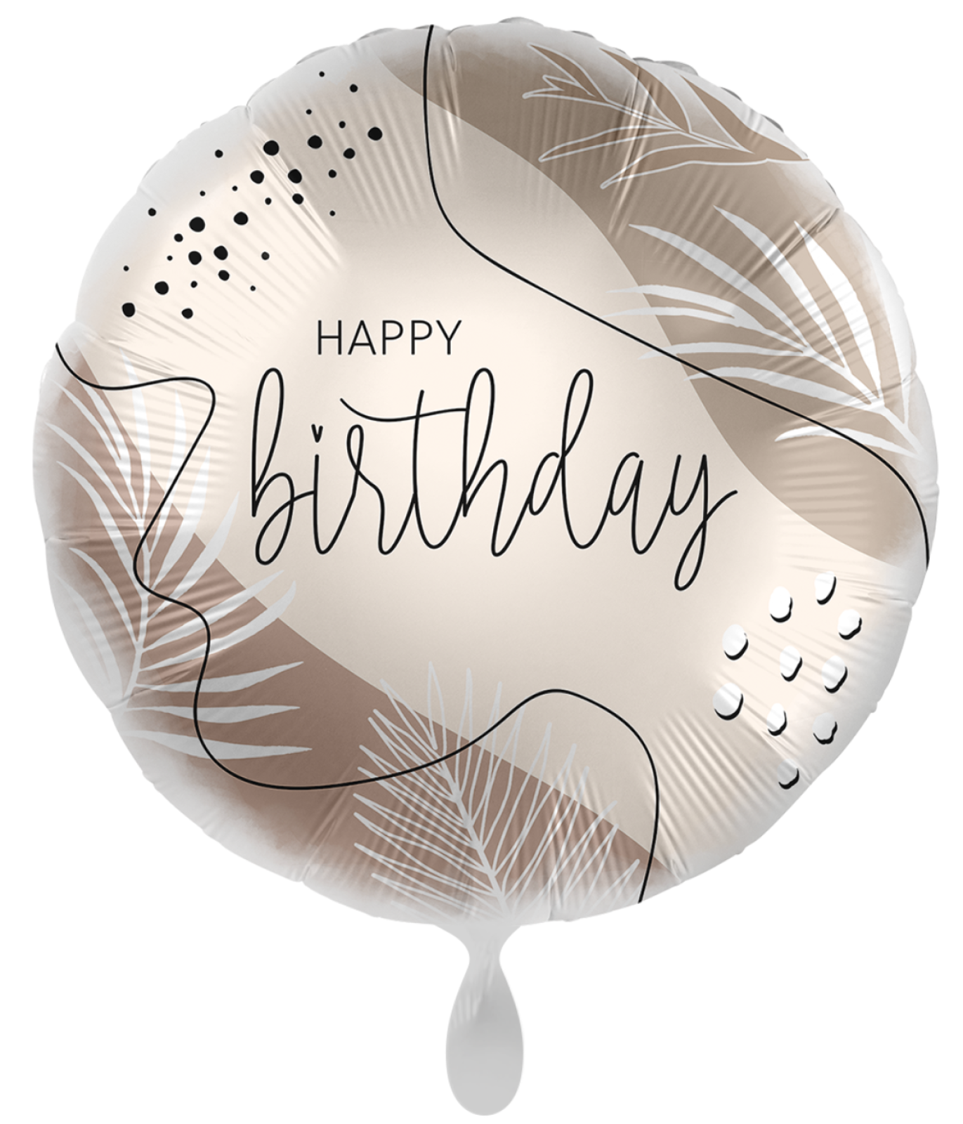 Folienballon - Happy Birthday, beiges Muster! - ø 43cm
